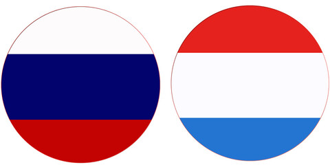 Russia Official flag with Luxembourg national flag, both countries flags in Round shape and isolated on white background
Circular colorful design Flag with together.