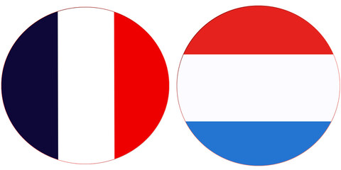 France Official flag with Luxembourg national flag, both countries flags in Round shape and isolated on white background
Circular colorful design Flag with together.