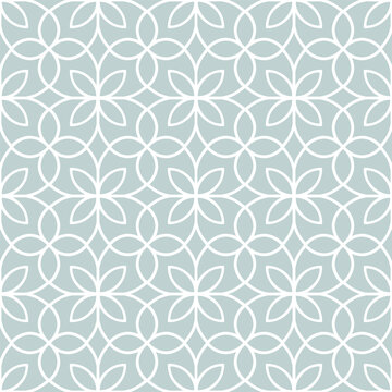 Abstract simple floral seamless pattern.  Geometric modern ornament. Light blue and white graphic texture.