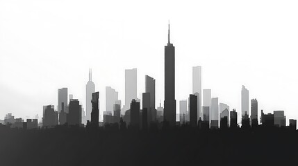 Fototapeta premium Monochromatic cityscape skyline drawing.