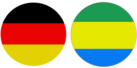Germany Official flag with Gabon national flag, both countries flags in Round shape and isolated on white background
Circular colorful design Flag with together.
