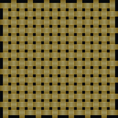 This image displays a seamless golden woven texture with a black background, suitable for decorative patterns, backgrounds, or luxury design elements