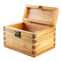 wooden chest isolated on white background