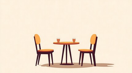 Empty cafe table and chairs.