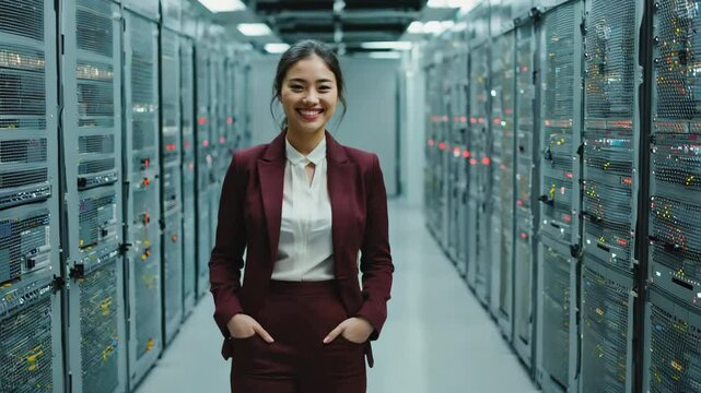 Confident tech professional standing in a modern data center - Powered by Adobe