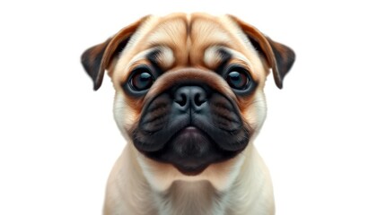 Fototapeta premium Charming fawn pug portrait with its expressive eyes and wrinkled face