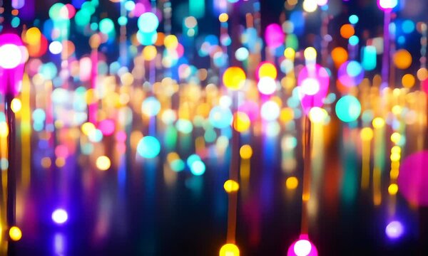 Abstract city lightscape with vibrant bokeh.