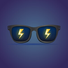 Lightning Glasses – Flat Vector Illustration with Stormy Mood