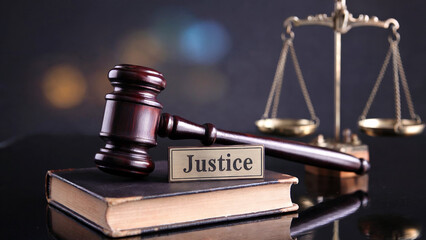 Justice Scales, Gavel, and Book: Symbols of Law and Order