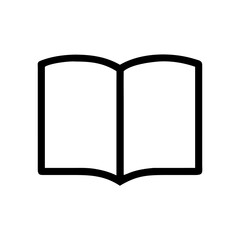 Open book icon in simple black outline style