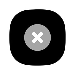 Fototapeta premium Flat cancel icon with gray X in black rounded square