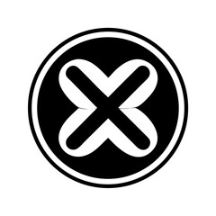 Bold cancel icon with white X in outlined black circle