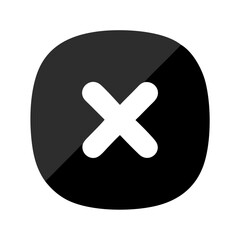 Obraz premium Modern black cancel icon with white X and diagonal shadow
