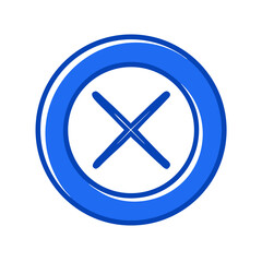 Obraz premium Blue X icon in glossy 3D-style button