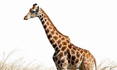 Obraz premium Giraffe profile against grassy background