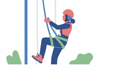 Fototapeta premium A determined climber conquering new heights embracing adventure and challenge with a minimalist flat vector