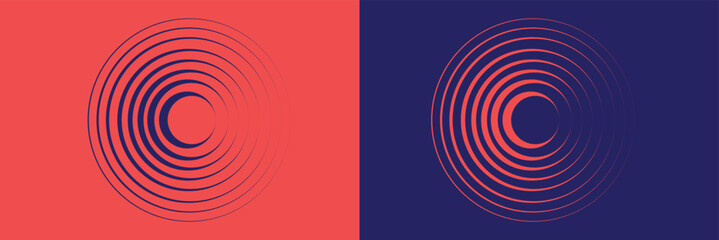 Abstract, hypnotic background with concentric circles. Colorful halftone graphic design elements. Sound wave vector illustration.