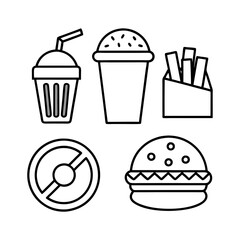 fast food icon set symbol collection logo isolated vector art