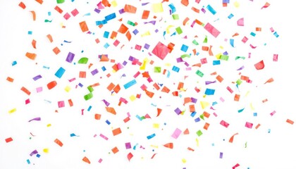 Obraz premium Vibrant Confetti Burst on White Background for Festive Celebrations