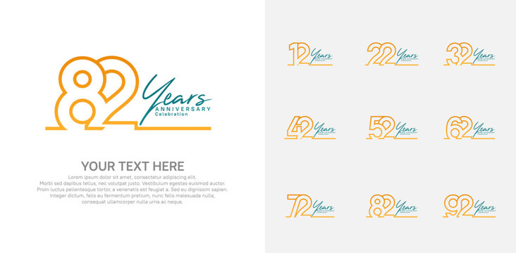 Anniversary logo set vector design, orange color for celebration event