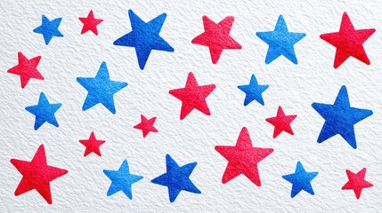 Obraz premium Starry Night Skies - Handmade Paper with Embossed Stars and Distressed Ink in Red and Blue for Creative Backgrounds and Crafts