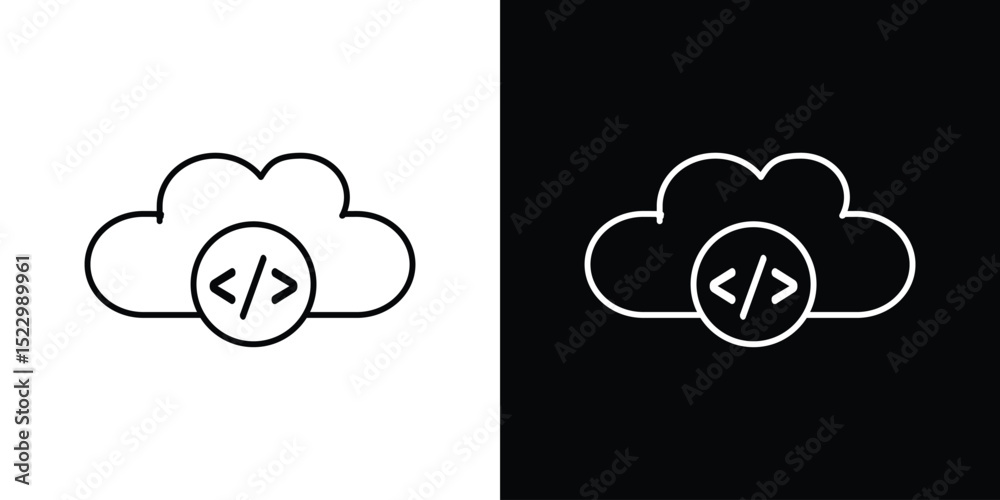 Poster cloud code icon graphic vector set for ui design