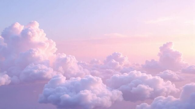 Slow-moving, fluffy clouds in a pastel sky, looping smoothly to evoke tranquility and open space