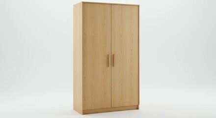 Light beige wooden double door wardrobe