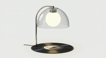 Modern desk lamp with vinyl record base