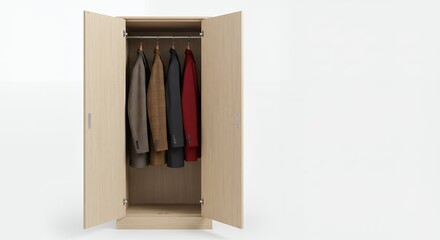 Open closet with clothes