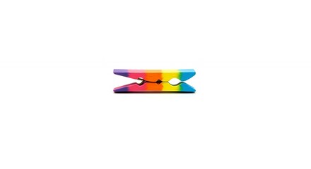 Rainbow colored clothespin isolated on white background