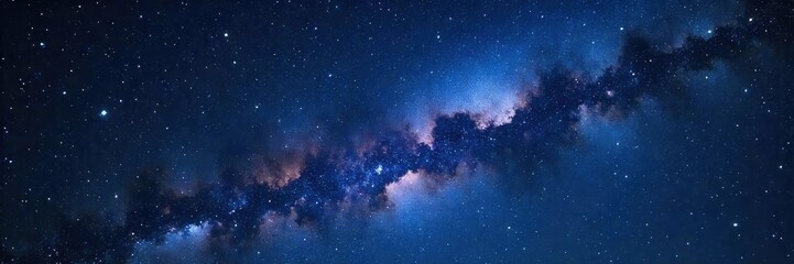 Naklejka premium Mesmerizing night sky filled with twinkling stars forming a celestial constellation Perfect for astronomy, space, astrology, and fantasy themes , solar system, constellation, space