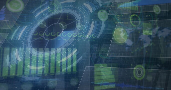 Image of data processing on digital screen, virus warning and servers - Powered by Adobe