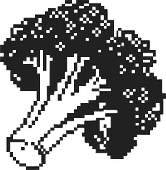 Fototapeta premium Pixel art broccoli illustration retro vegetable graphic design, monochrome food concept
