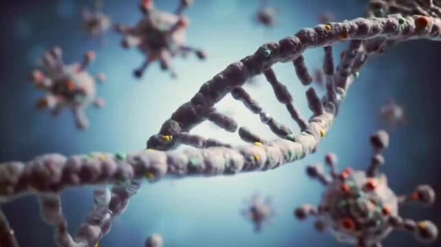 Close-Up View of DNA Under Microscope 