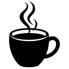 coffee cup with rising steam on white background  .svg