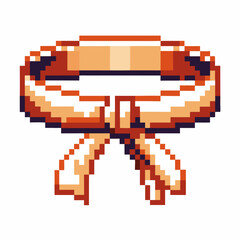 Obraz premium Pixel art martial arts orange belt symbolizing achievement and progress in training