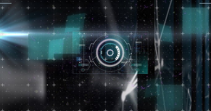 Image of scope scanning, data processing and markers over screen and grid