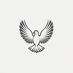 Simple line art of a dove in flight