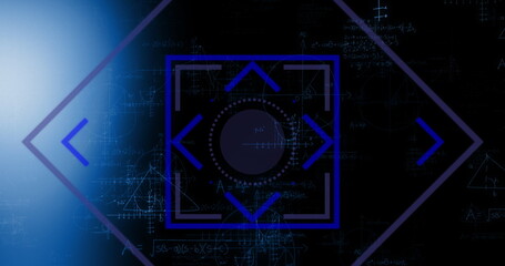 Image of graphical circle and square shapes with brackets scanning over mathematical formulas