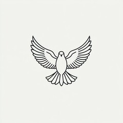 Fototapeta premium A simple, stylized line drawing of a dove in flight.