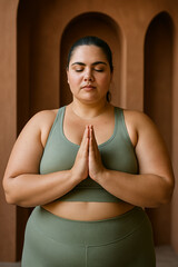 Authentic Plus-Size Woman Training in Gym – Realistic Fitness Lifestyle Photography. AI