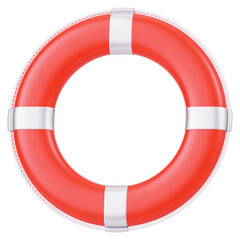 red life buoy 3d icon in cartoon plastic style minimal isolated on transparent white background, clipping path