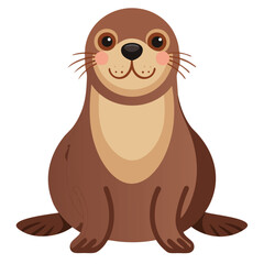Cute Minimalist Sea Lion – Front Pose Vector	
