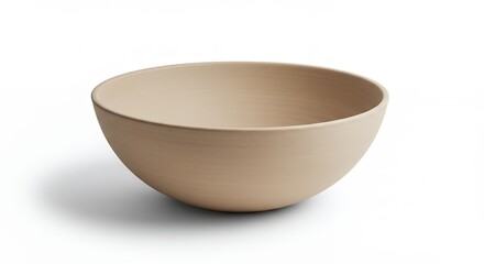Beige round bowl on white background