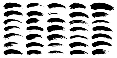 Collection of 36 Black Ink Brush Strokes Abstract Paint Texture for Design Projects, Digital Art, and Artistic Creations