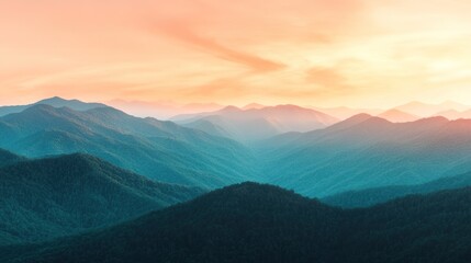 Fototapeta premium Panoramic mountain range at sunset