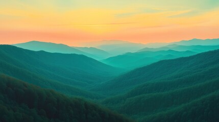 Fototapeta premium Mountain vista at sunset
