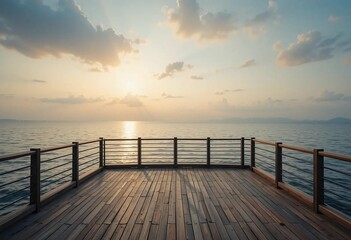 Fototapeta premium Sailors day brings endless horizon and tranquility on a quiet deck overlooking the sea