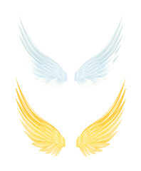 Flying with golden wings isolated on a white. 3D Vector